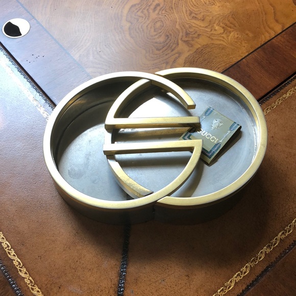 Gucci Other - GUCCI double brass vintage ashtray and match book